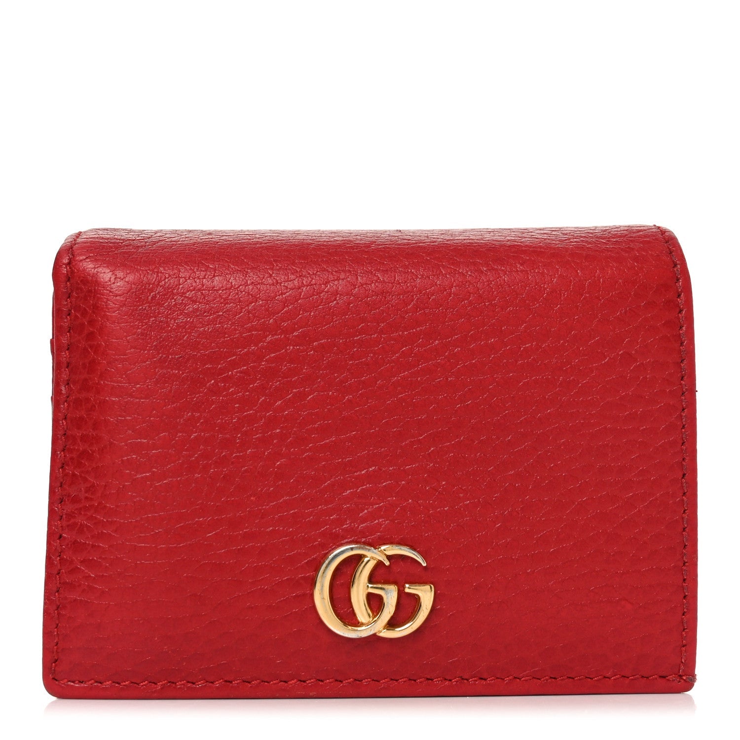 Pebbled Calfskin GG Marmont  Case Hibiscus Red