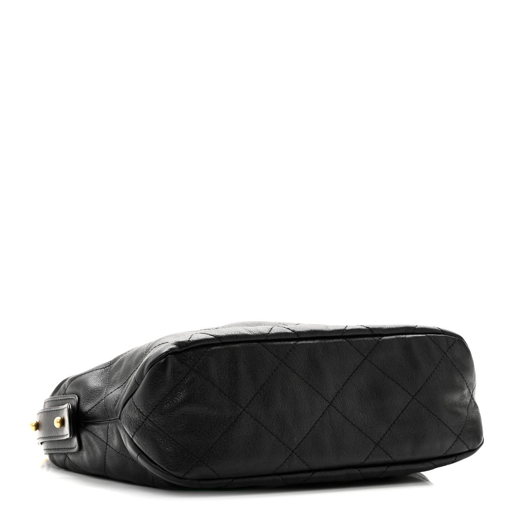 Calfskin Quilted Daily Hobo Black