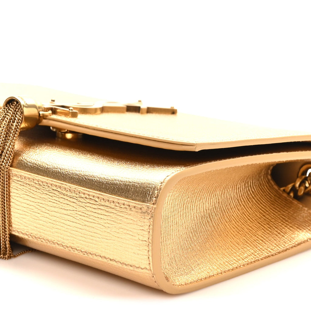 Metallic Calfskin Small Classic Monogram Kate Tassel Satchel Gold