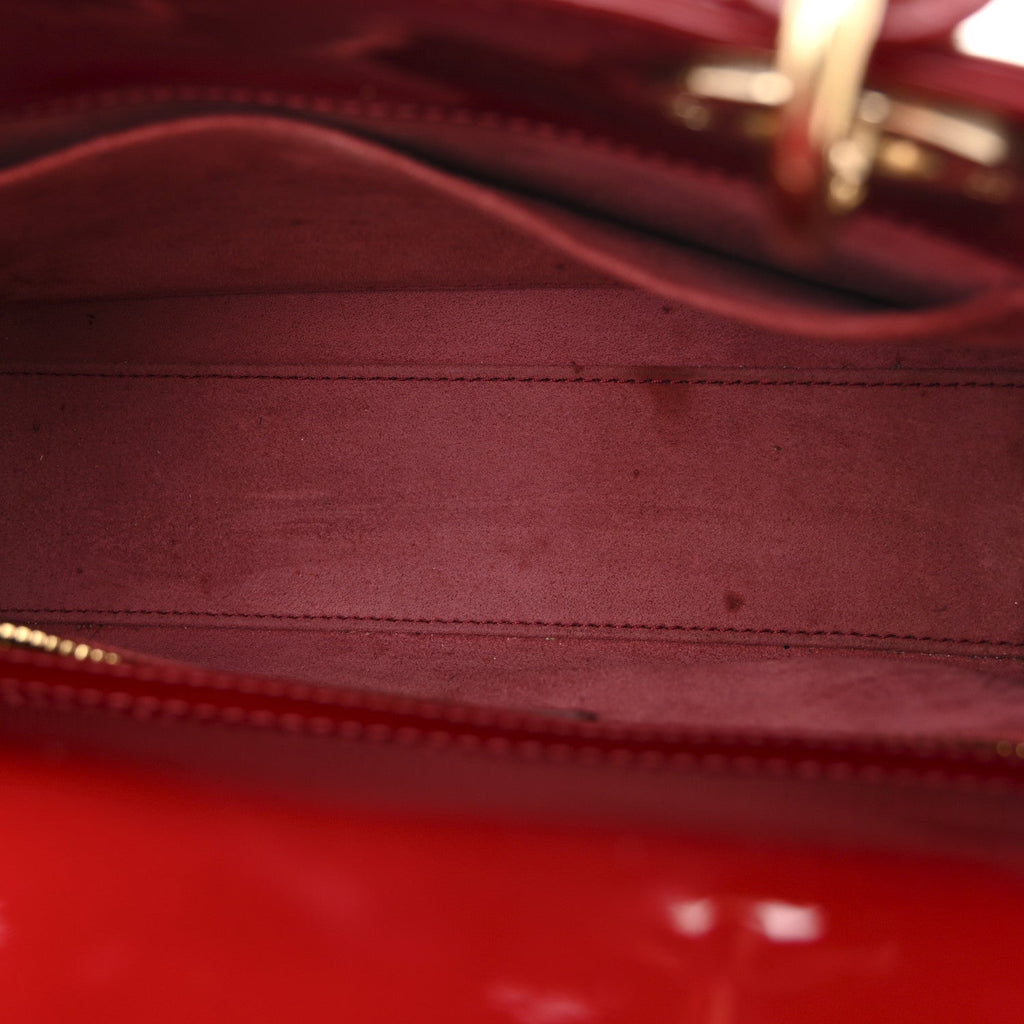Patent Cannage Small Lady Dior Cherry Red