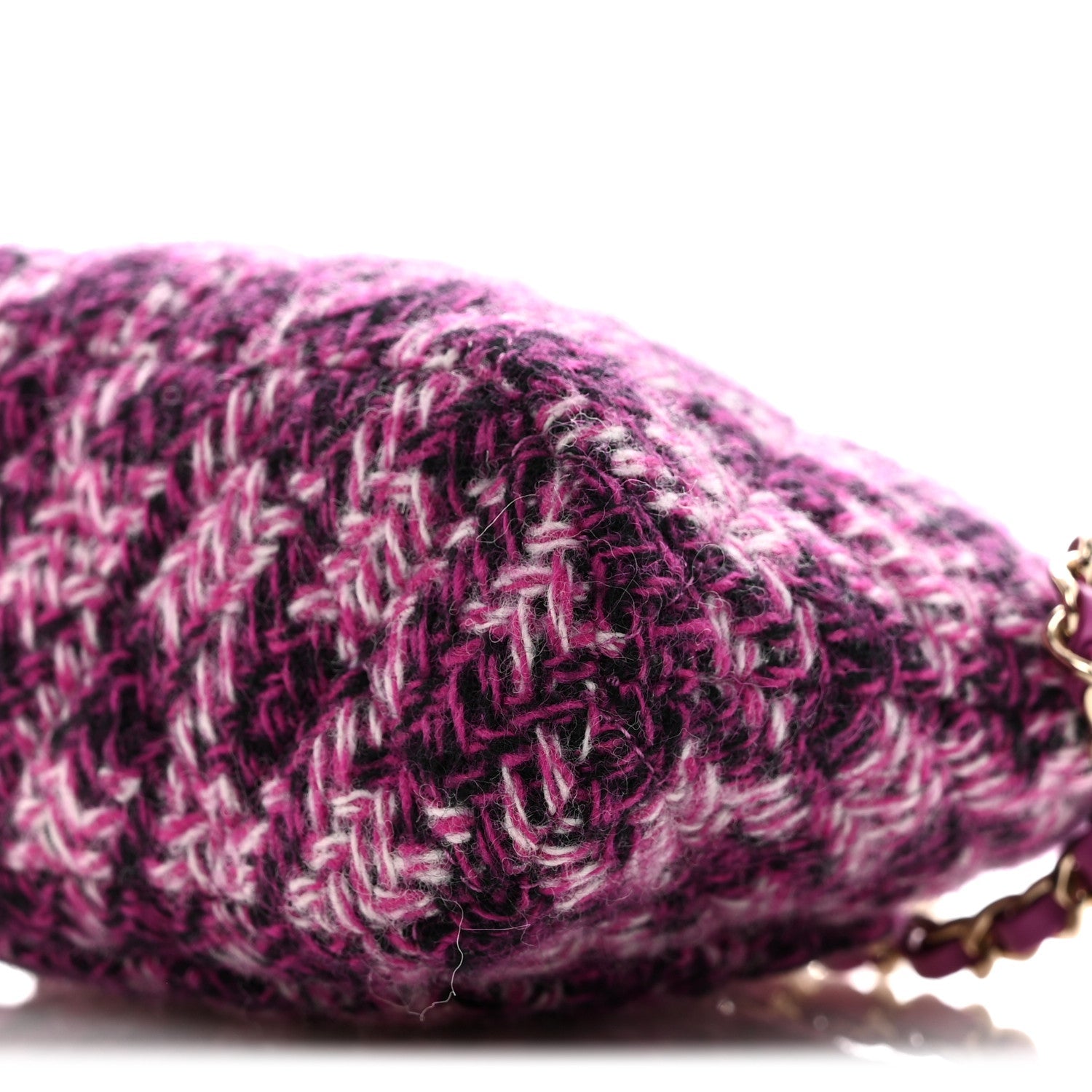 Tweed Quilted Mini Clutch With Chain Purple