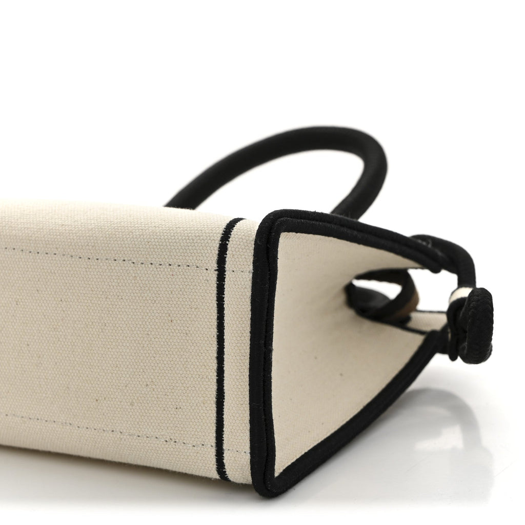 Fabric Jacquard Mini Roma Shopper Tote Natural Black