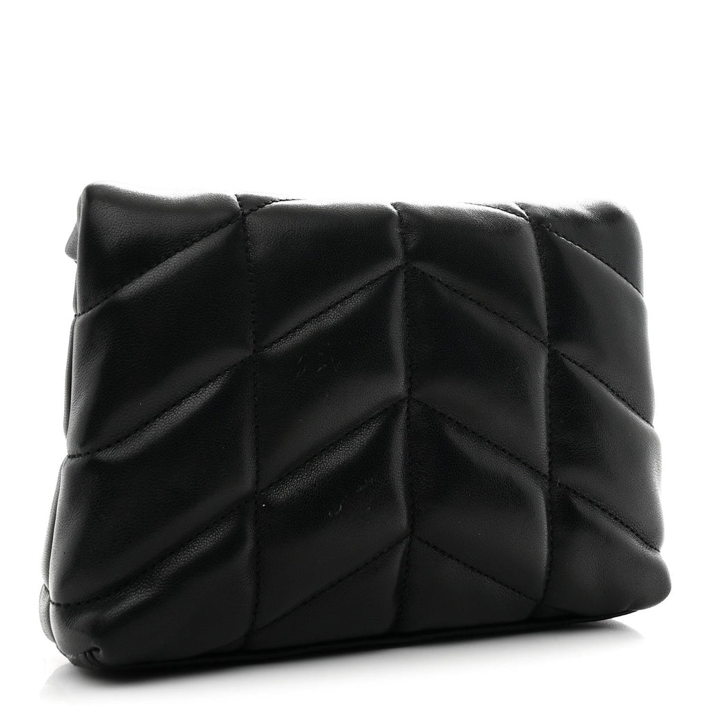 Lambskin Monogram Loulou Puffer Pouch Clutch Black