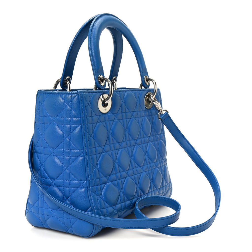 Lambskin Cannage Medium Lady Dior Blue