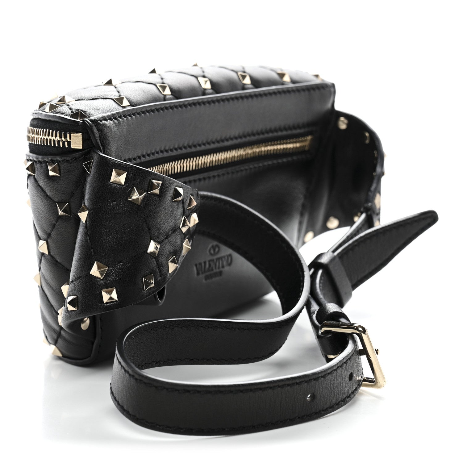 Nappa Rockstud Spike Belt Bag 85 Black