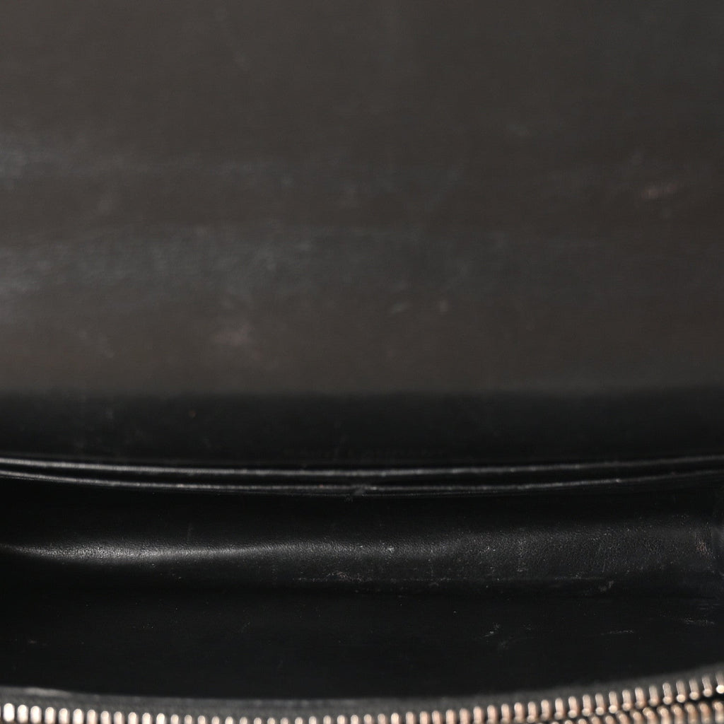 Calfskin Crocodile Embossed Monogram Sunset Top Handle Chain Wallet Black