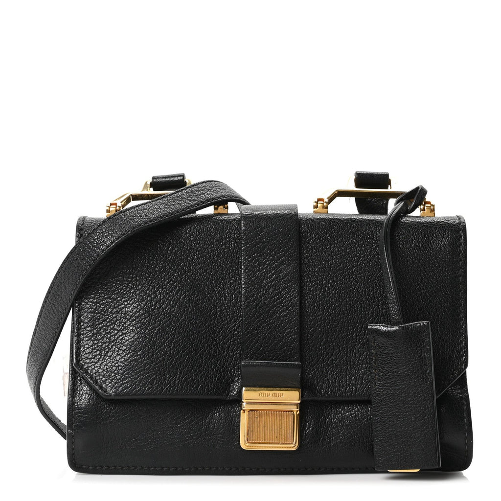 Goatskin Madras Crossbody Bag Black
