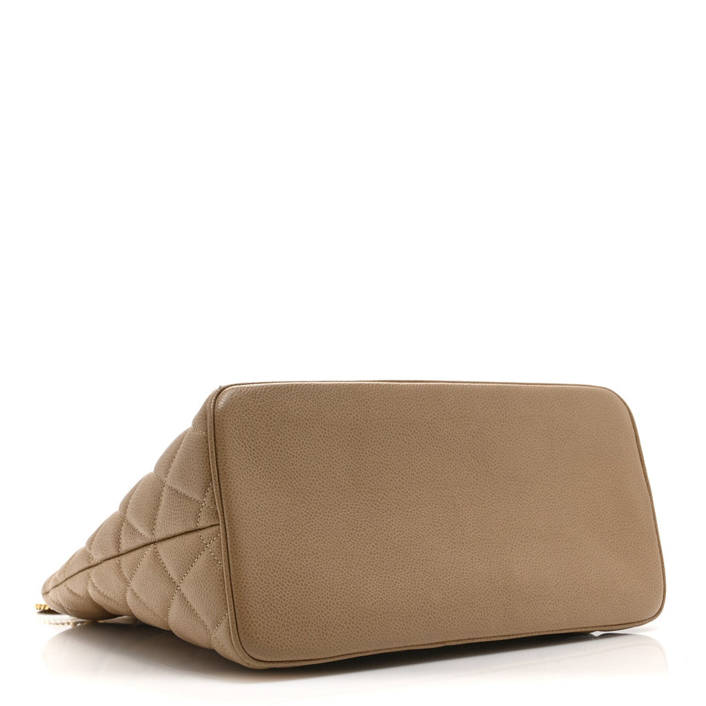 Caviar Quilted Medallion Tote Beige