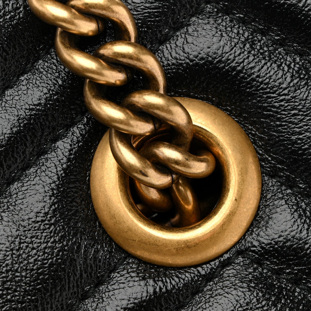 Vintage Calfskin Matelasse Medium GG Marmont Slim Tote Black