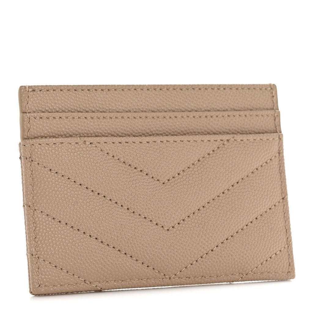 Grain De Poudre Matelasse Chevron Monogram Credit  Case Dark Beige