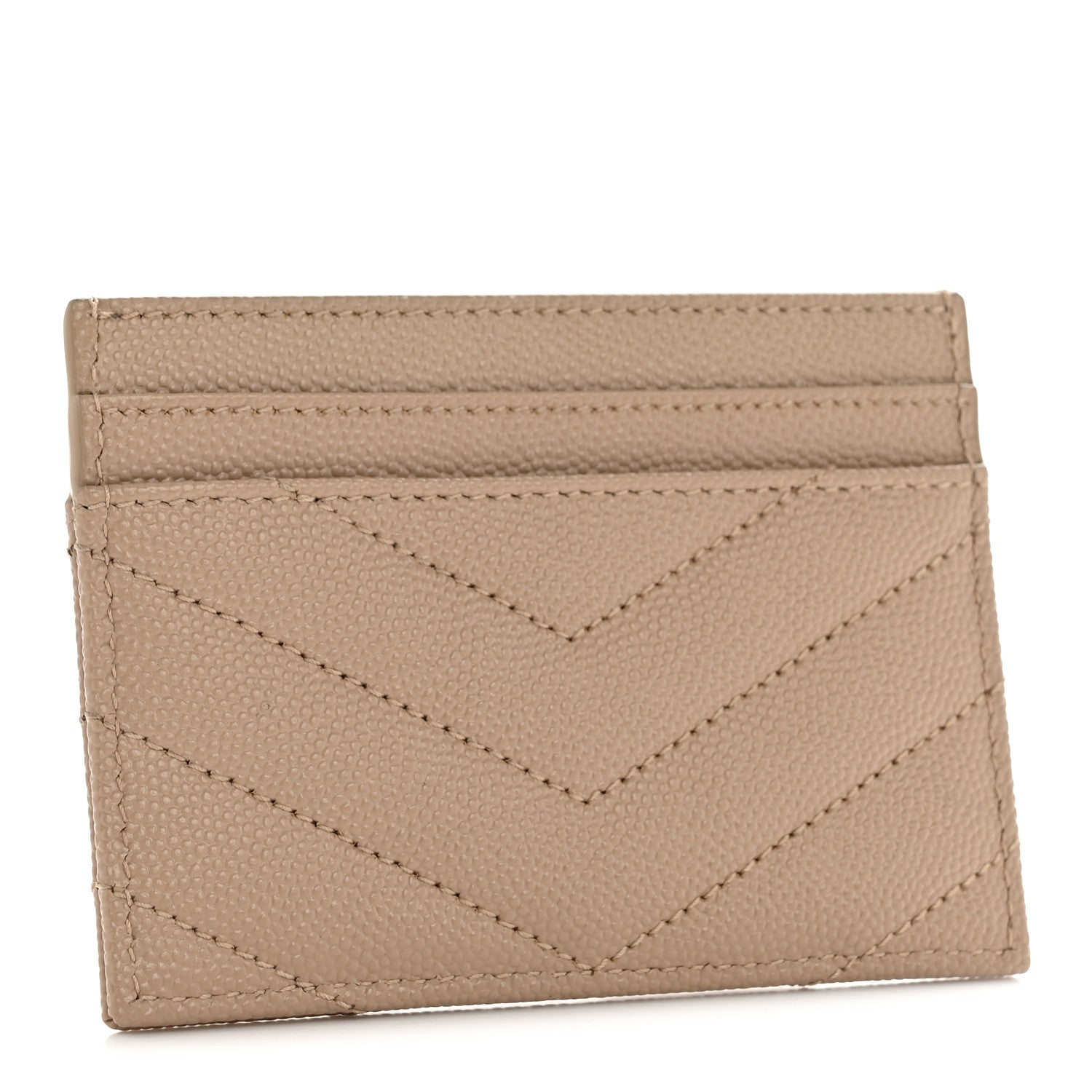 Grain De Poudre Matelasse Chevron Monogram Credit  Case Dark Beige