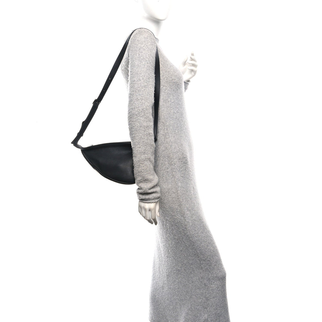 Grained Calfskin Small Slouchy Banana Bag Black
