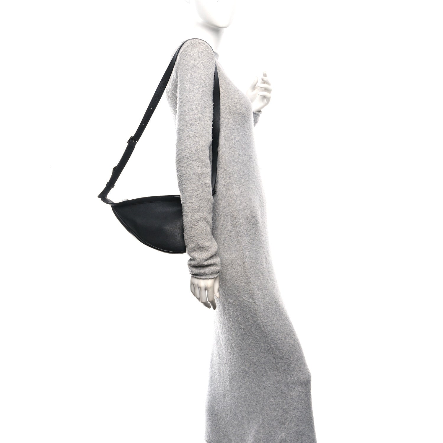 Grained Calfskin Small Slouchy Banana Bag Black