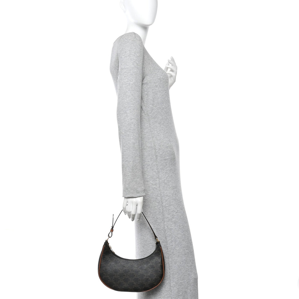 Triomphe Canvas Calfskin Ava Shoulder Bag Tan
