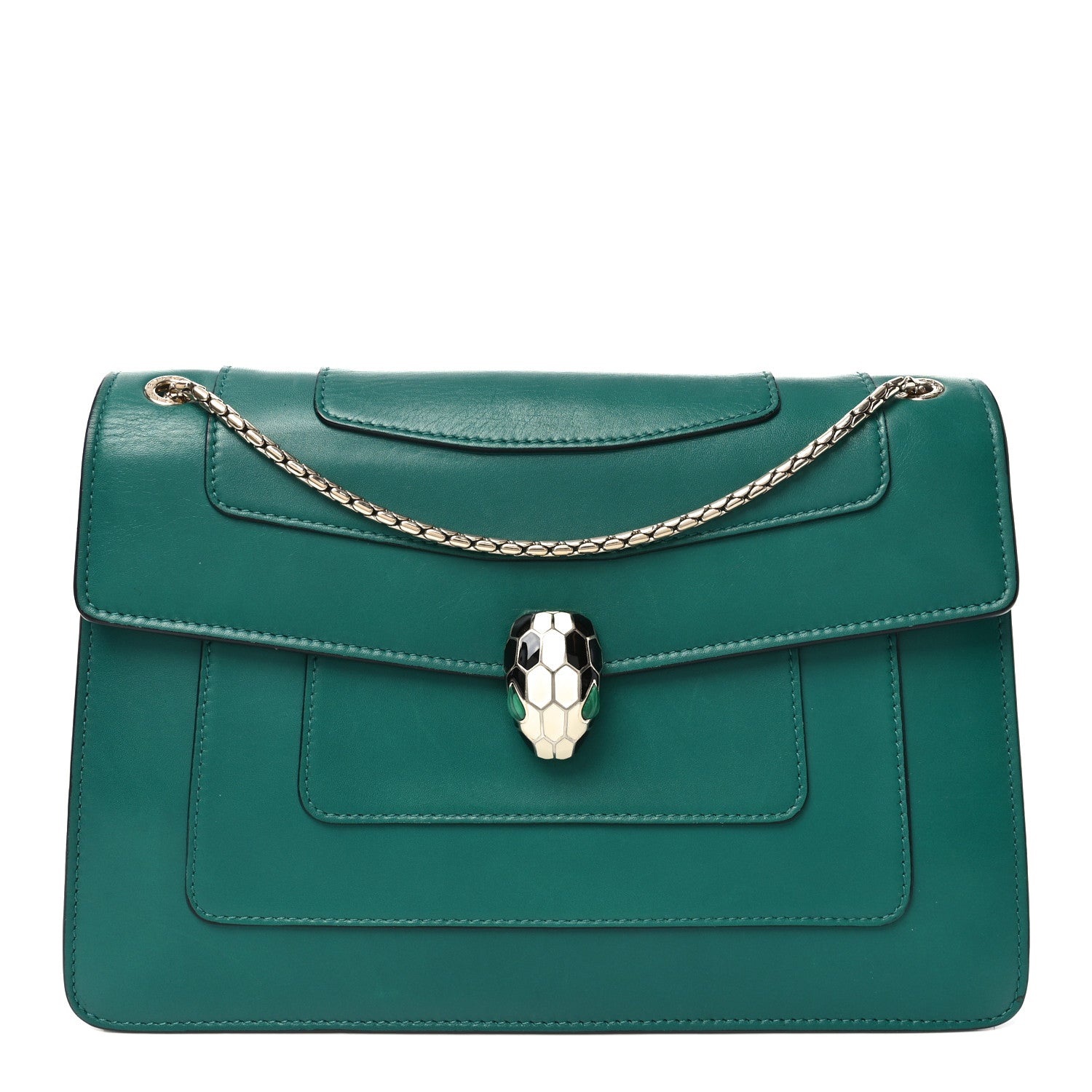 Calfskin Serpenti Forever Shoulder Bag Emerald Green