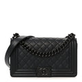 Calfskin Quilted Medium Boy Flap So Black