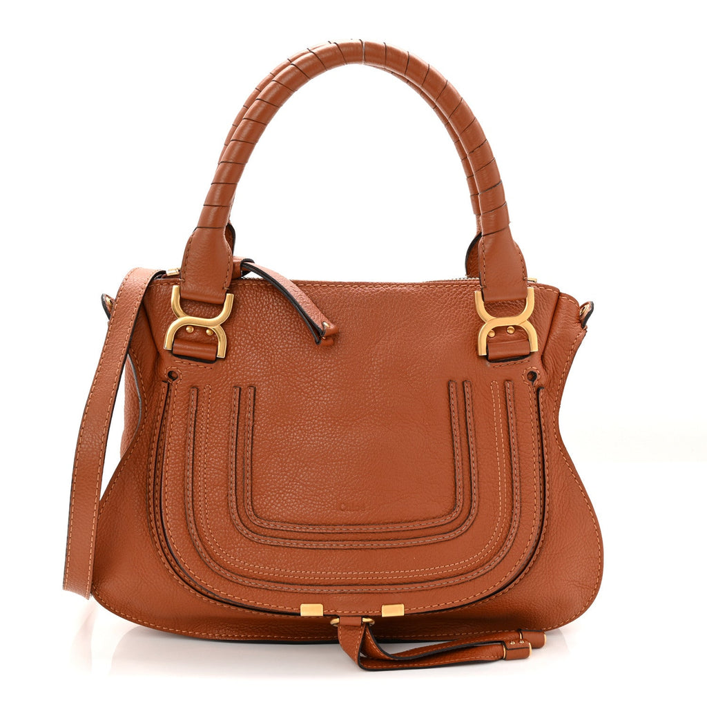 Calfskin Braided Medium Marcie Double Carry Tan