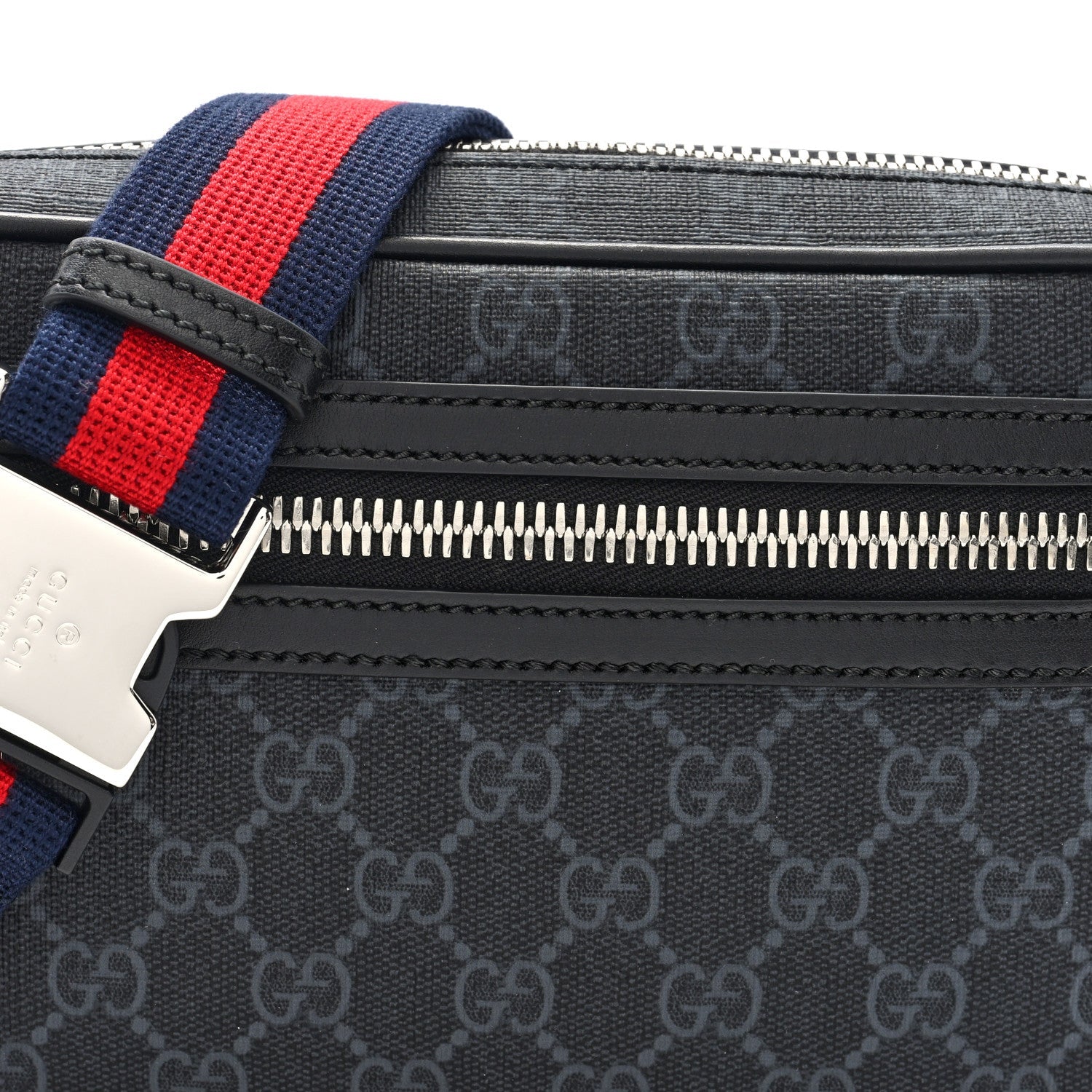 Soft GG Supreme Monogram Web Belt Bag Black Grey