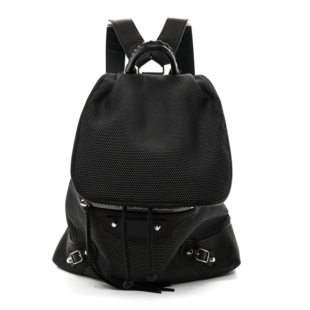 Canvas Calfskin Silver Hardware S Traveler Backpack Black
