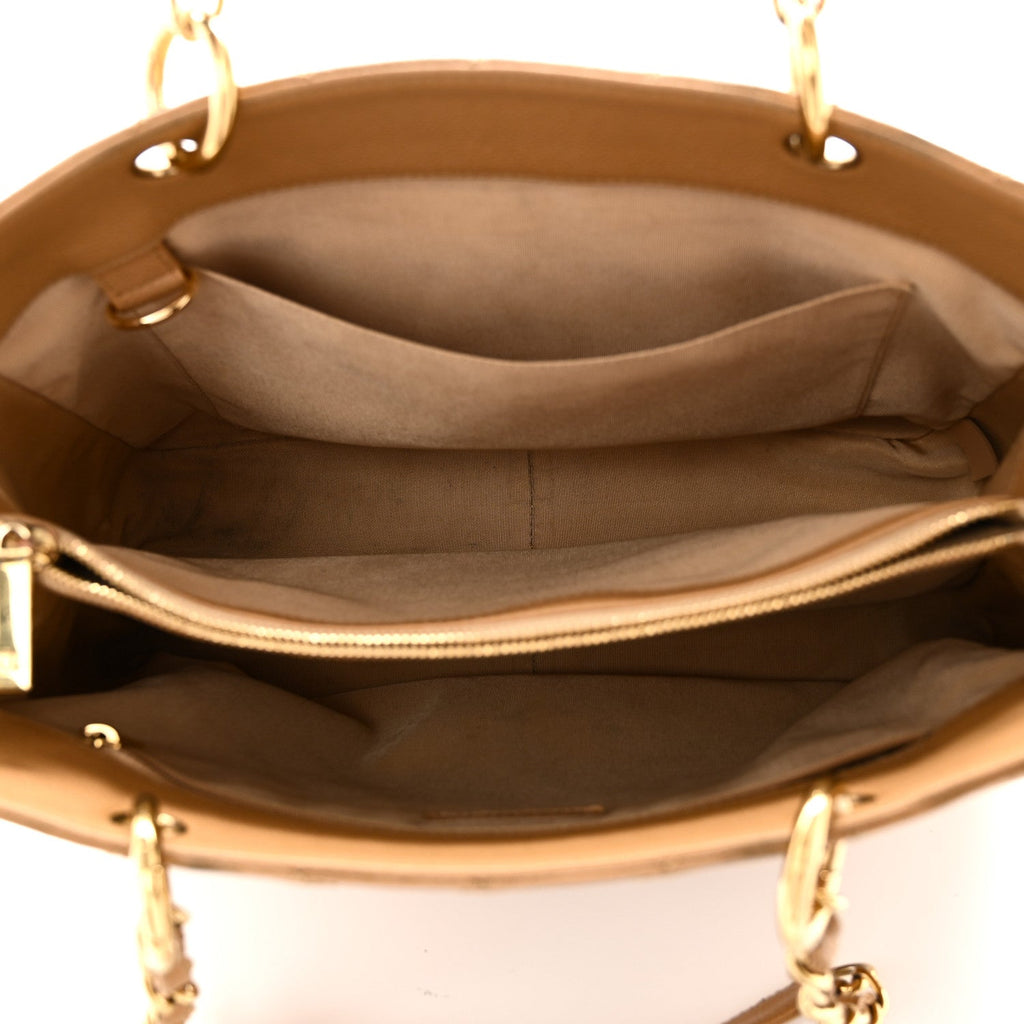 Caviar Quilted Grand Shopping Tote GST Dark Beige