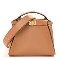 Vitello Seta Fabric Jacquard FF 1974 Mini Peekaboo Iconic Satchel Miele Scuro