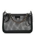 Mesh Shiny Lambskin Clutch With Chain Black