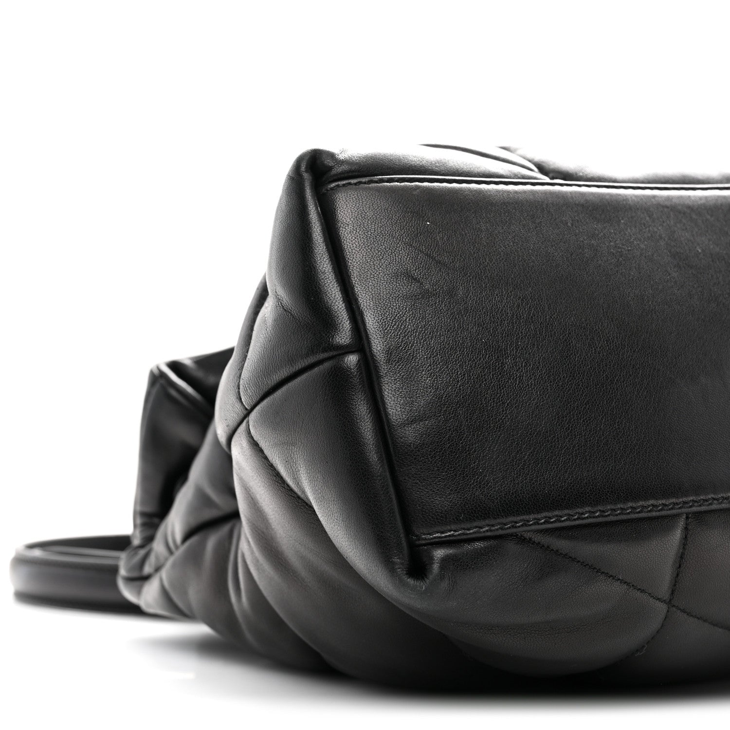 Lambskin Quilted Monogram Monochrome Medium Loulou Puffer Chain Satchel Black