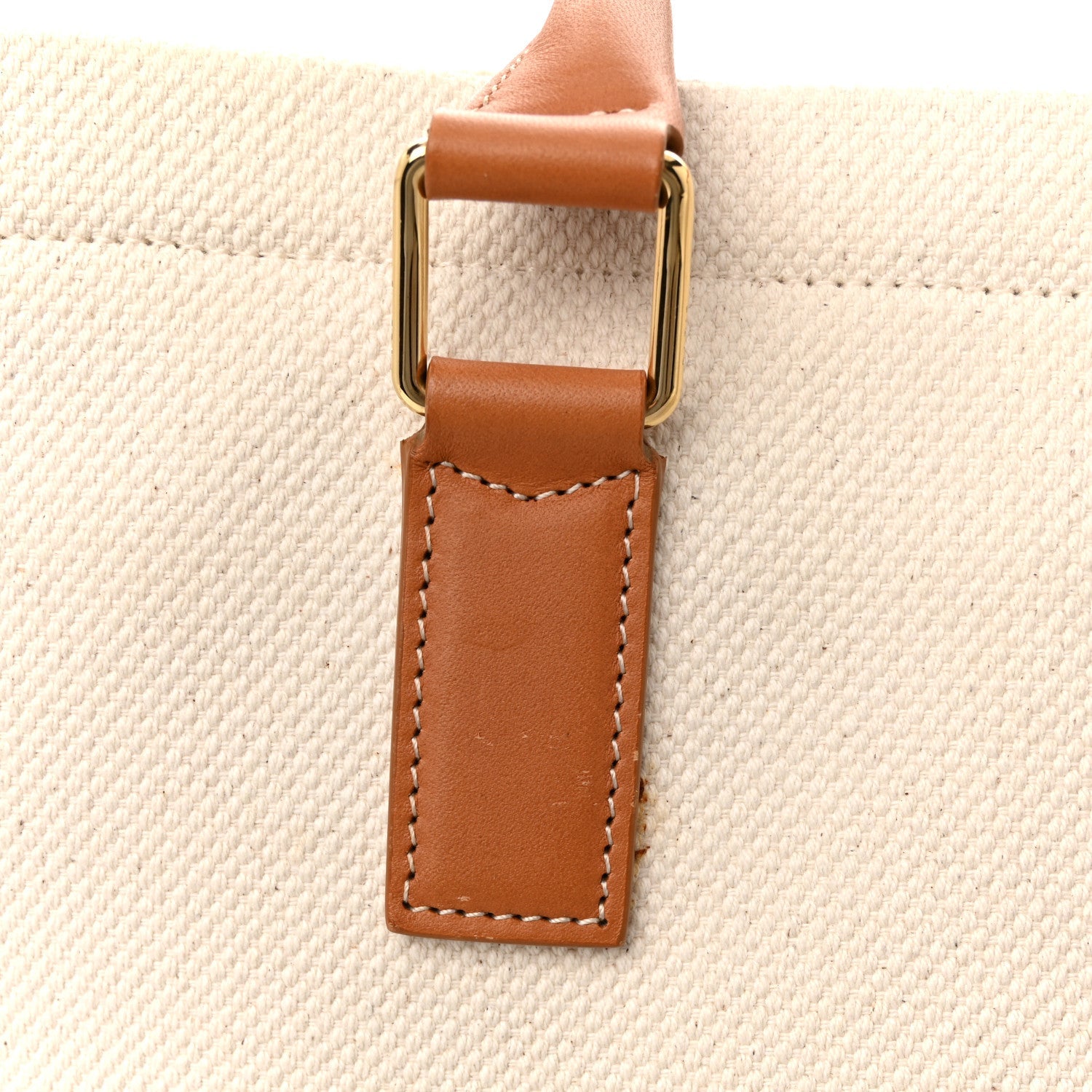 Canvas Calfskin Horizontal Cabas Natural Tan