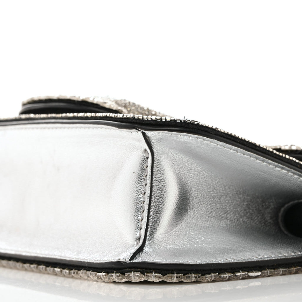 Swarovski Crystal Embroidered Vlogo Small Loco Shoulder Bag Crystal Silver