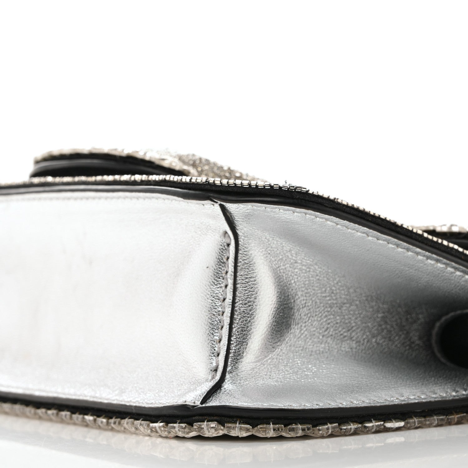 Swarovski Crystal Embroidered Vlogo Small Loco Shoulder Bag Crystal Silver