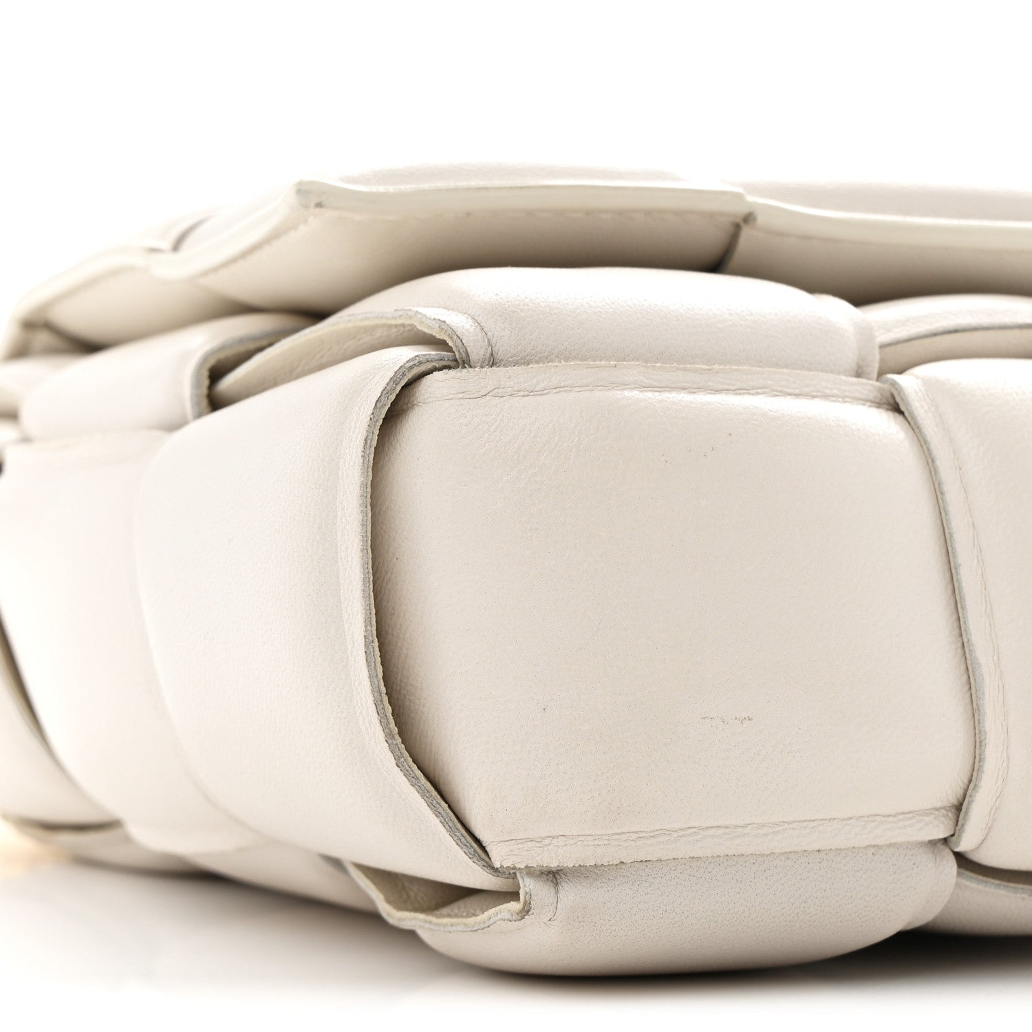 Lambskin Maxi Intreccio Padded Chain Cassette Crossbody Bag White