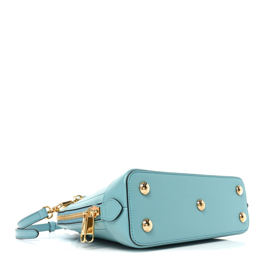Boarded Plutone Calfskin Small Horsebit 1955 Top Handle Bag Dusty Azure