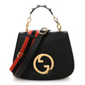 Roxy Calfskin Web Medium Studded Blondie Shoulder Flap Bag Black