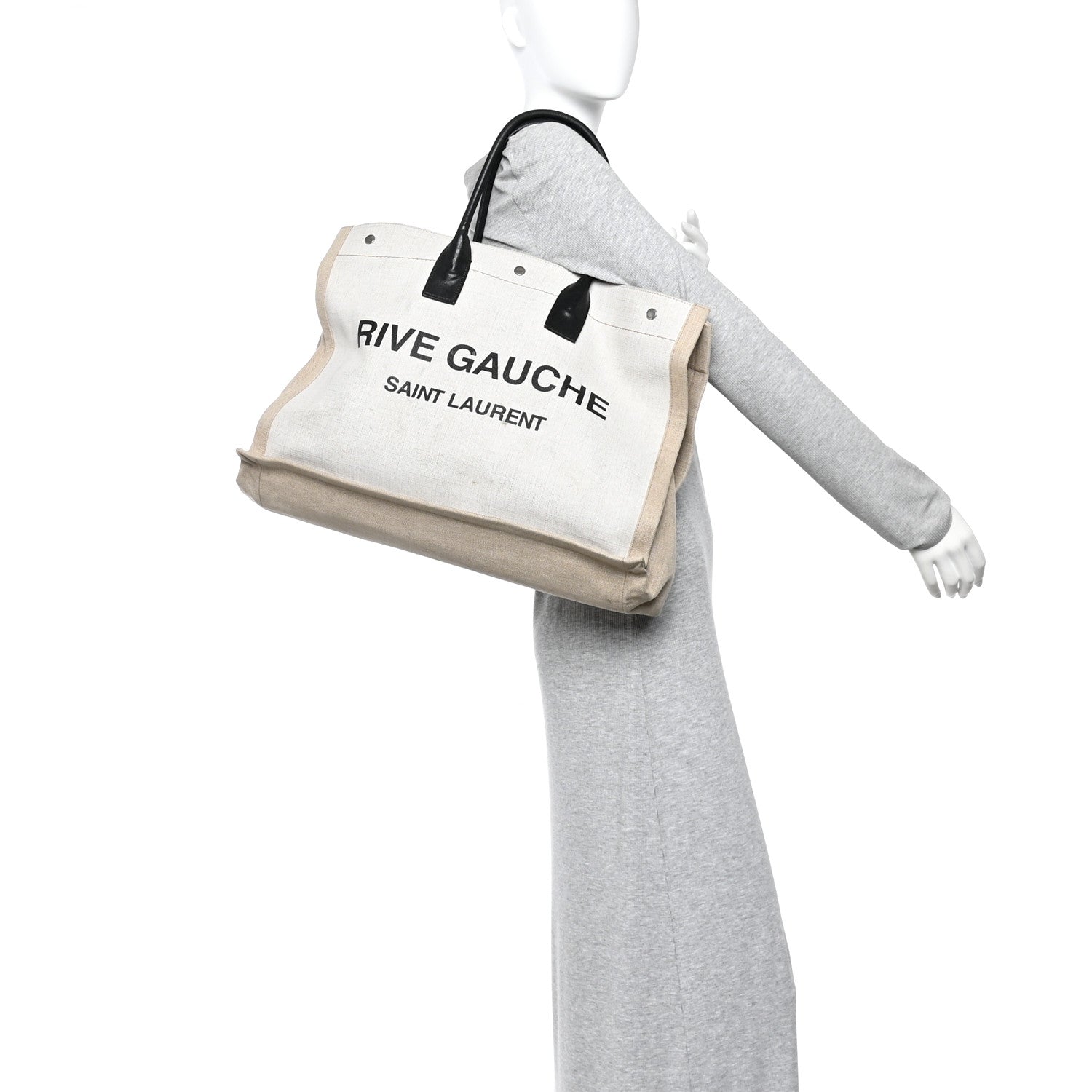 Linen Calfskin Rive Gauche Tote Optic White