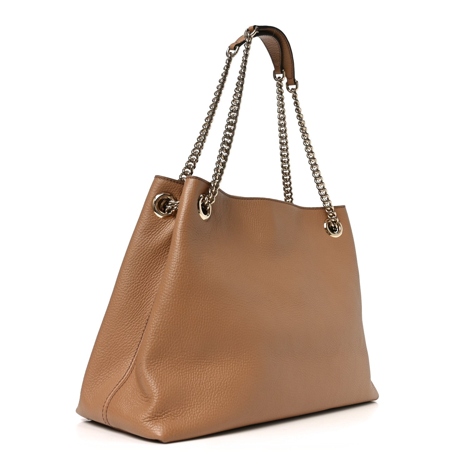 Pebbled Calfskin Medium Soho Chain Shoulder Bag Camelia