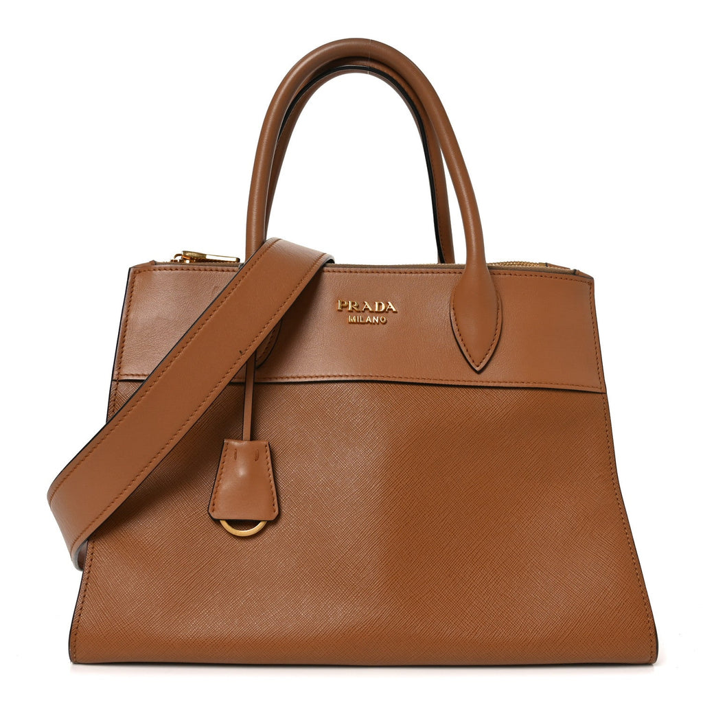 Saffiano City Calf Medium Esplanade Tote Caramel