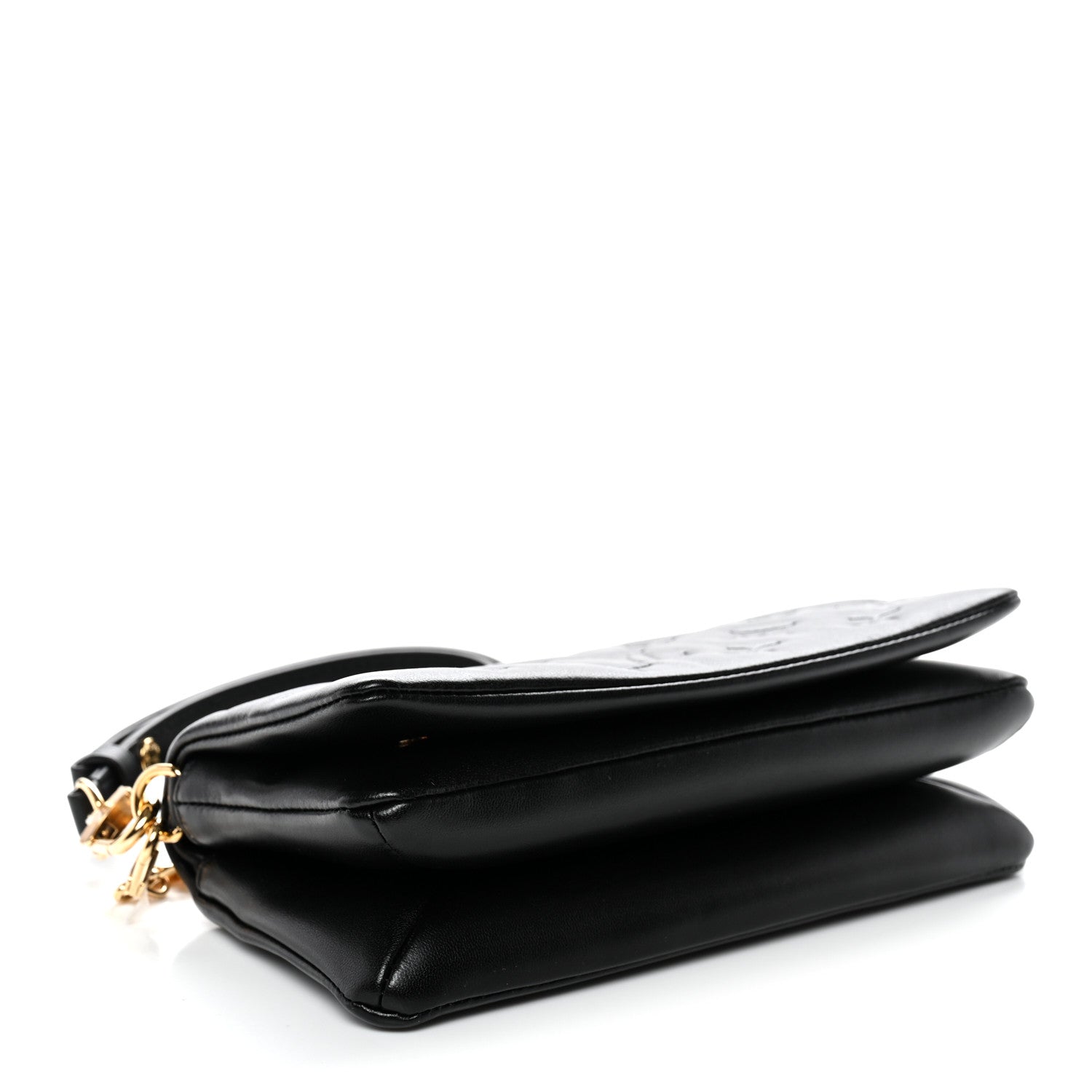 Lambskin Embossed Monogram Pochette Coussin Crossbody Black