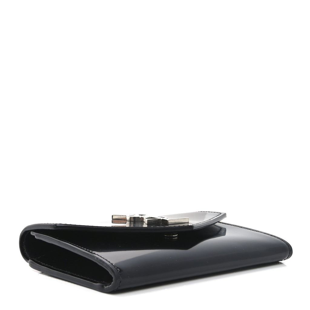 Patent Calfskin Small Monogram Envelope Wallet Black