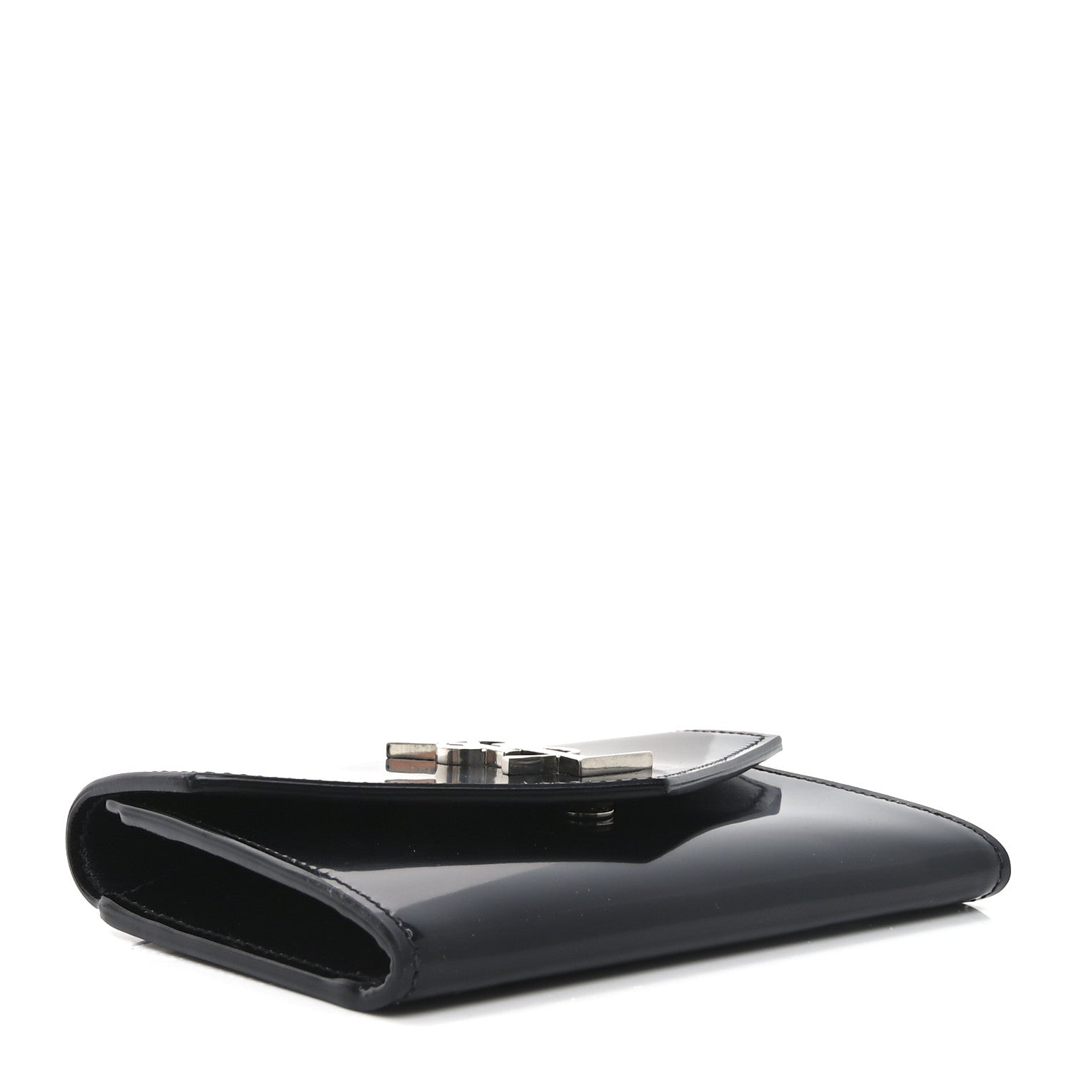 Patent Calfskin Small Monogram Envelope Wallet Black