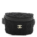 Tweed Lambskin Quilted Arm Coin Purse Black