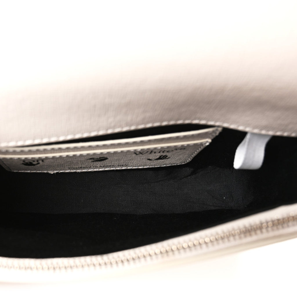 Saffiano Striped Mini Diag Binder Clip Bag White Black Yellow