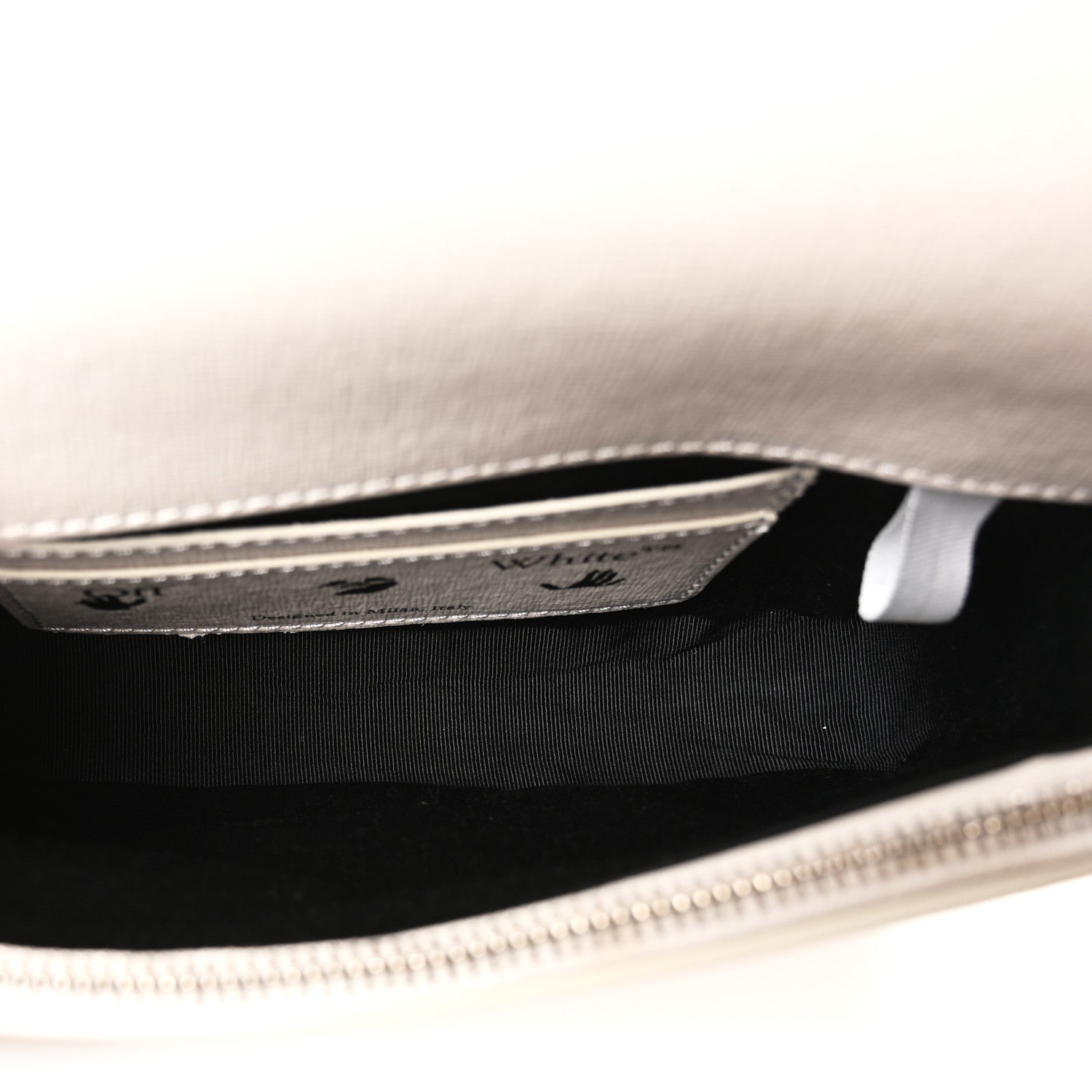 Saffiano Striped Mini Diag Binder Clip Bag White Black Yellow