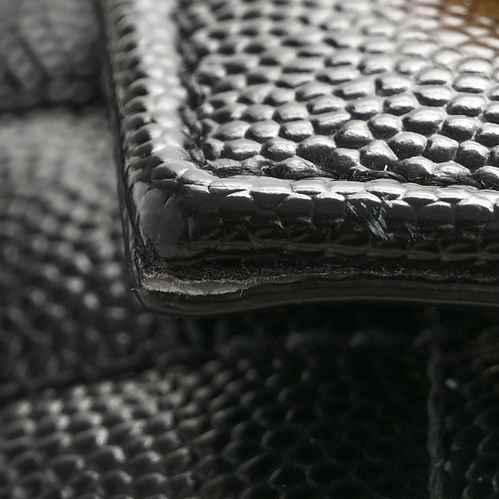 Grain De Poudre Textured Mixed Matelasse Triquilt Small Monogram Satchel Black