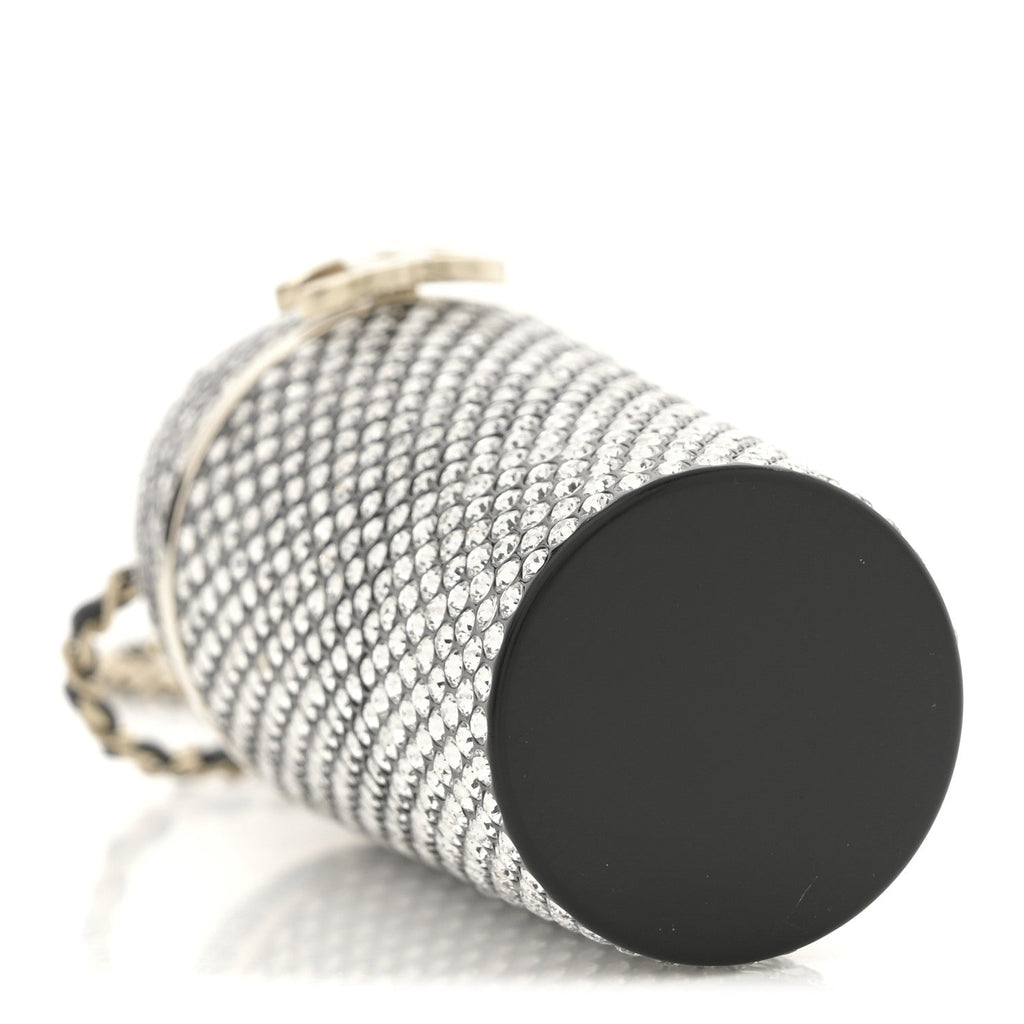 Metal Resin Lambskin Crystal Lipstick Case Long Necklace On Chain Silver Black Gold
