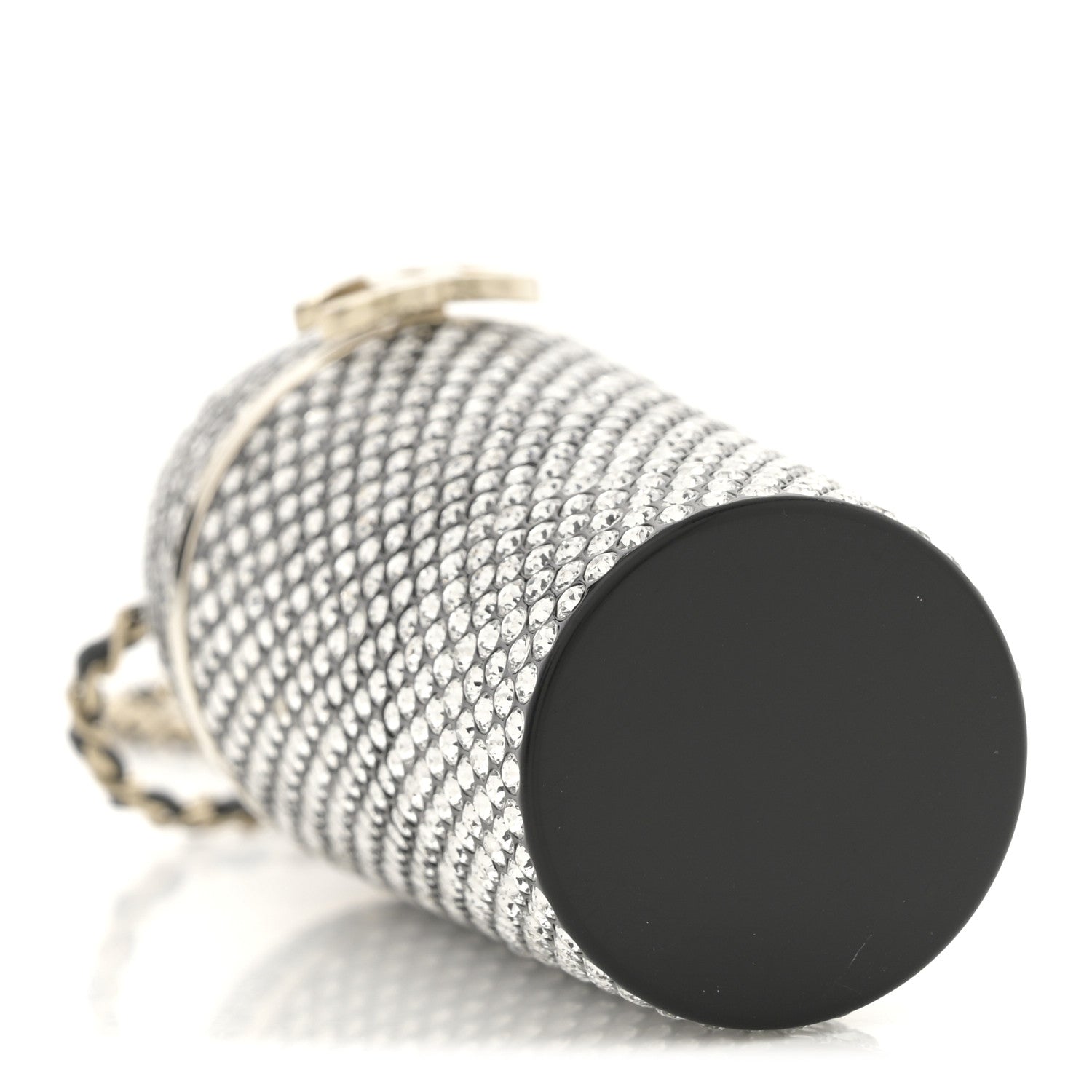 Metal Resin Lambskin Crystal Lipstick Case Long Necklace On Chain Silver Black Gold