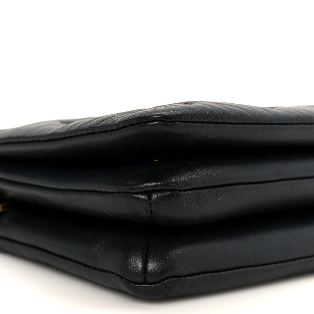 Lambskin Embossed Monogram Pochette Coussin Black
