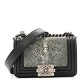 Galuchat Stingray Mini Boy Flap  Black Silver