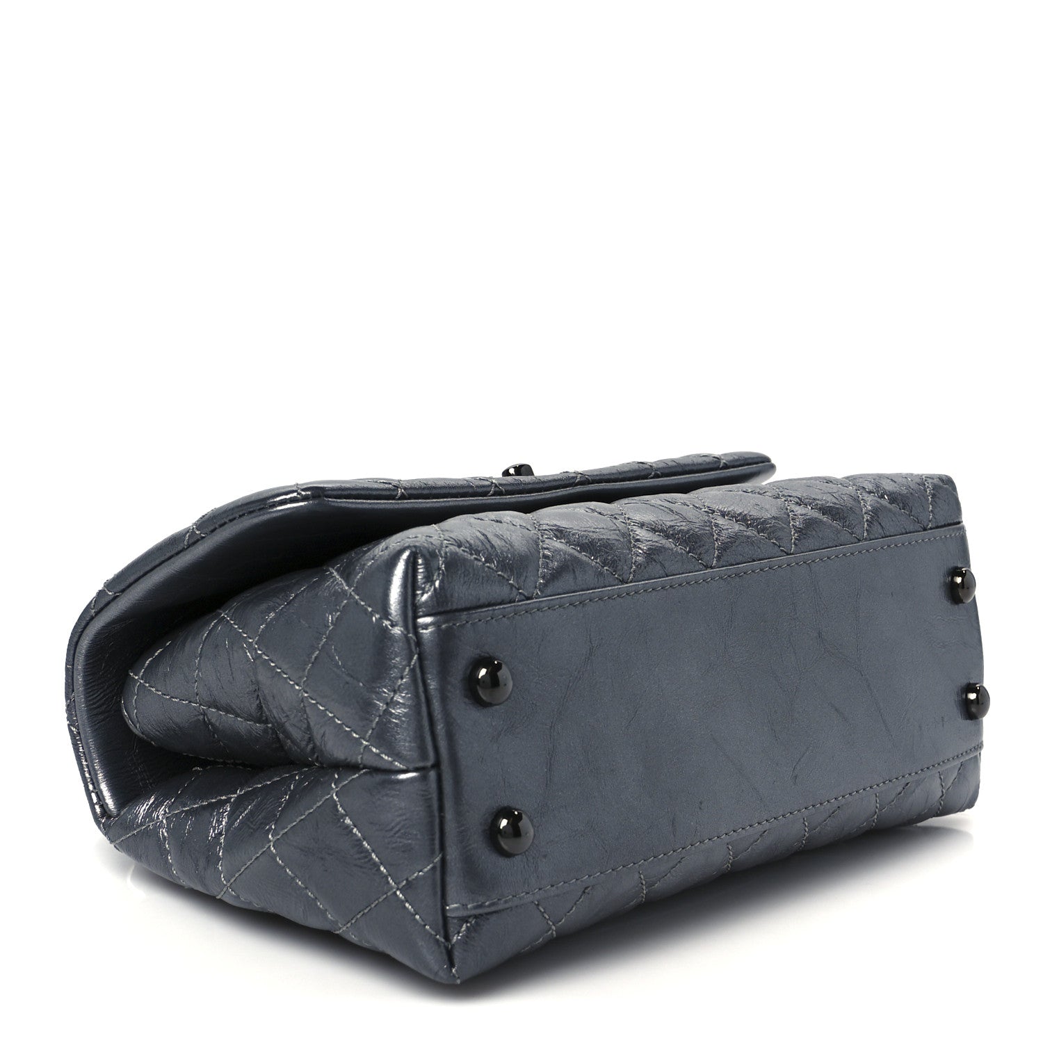 Metallic Aged Calfskin Quilted Mini Coco Handle Flap Charcoal
