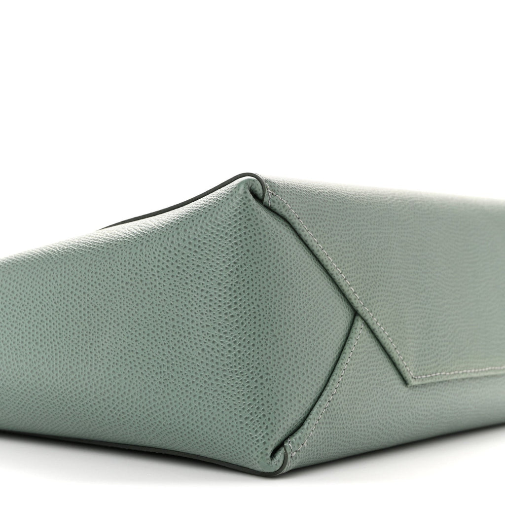 Grained Calfskin Small Vertical Cabas Green