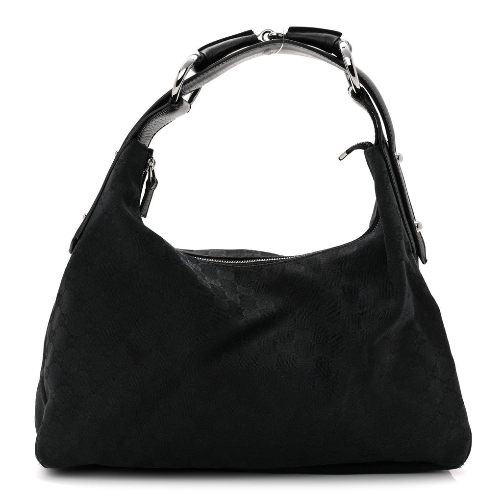 Monogram Medium Horsebit Chain Hobo Black